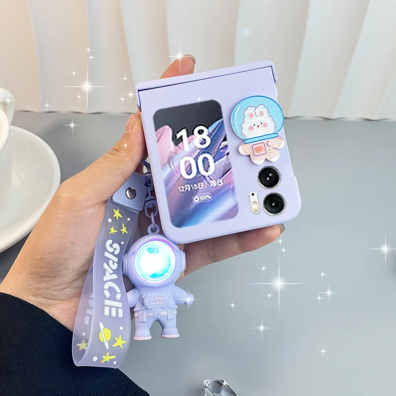 For OPPO Find N2 Flip Foldable Phone Case New Astronauts Light Handheld Find N2 Flip Protective Back Cover Skin-feeling Shell