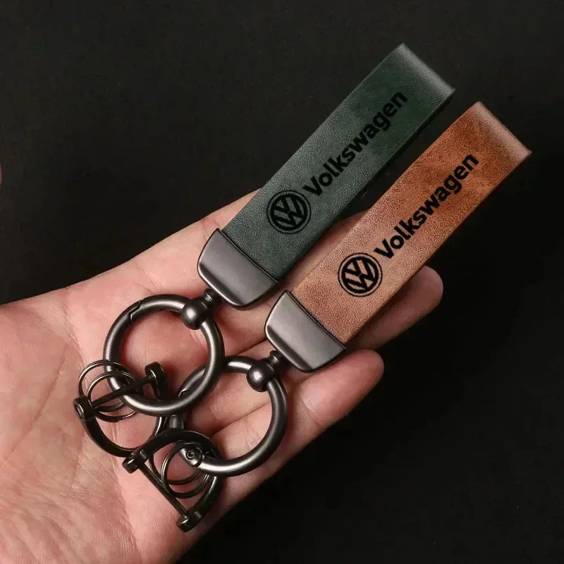

VW logo Car High Grade Leather Keychain Accessories For Volkswagen GTI Polo Golf Passat B6 Scirocco Jetta T-ROC Tiguan Beetle CC