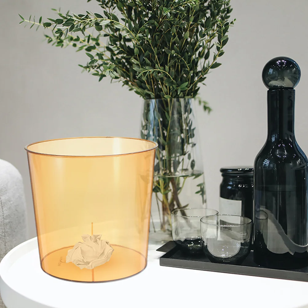 

2 Pcs Ultra Thin Trash Material Orange Large Opening Kitchen Bathroom Office Plastic Garbage Bin Household Portable