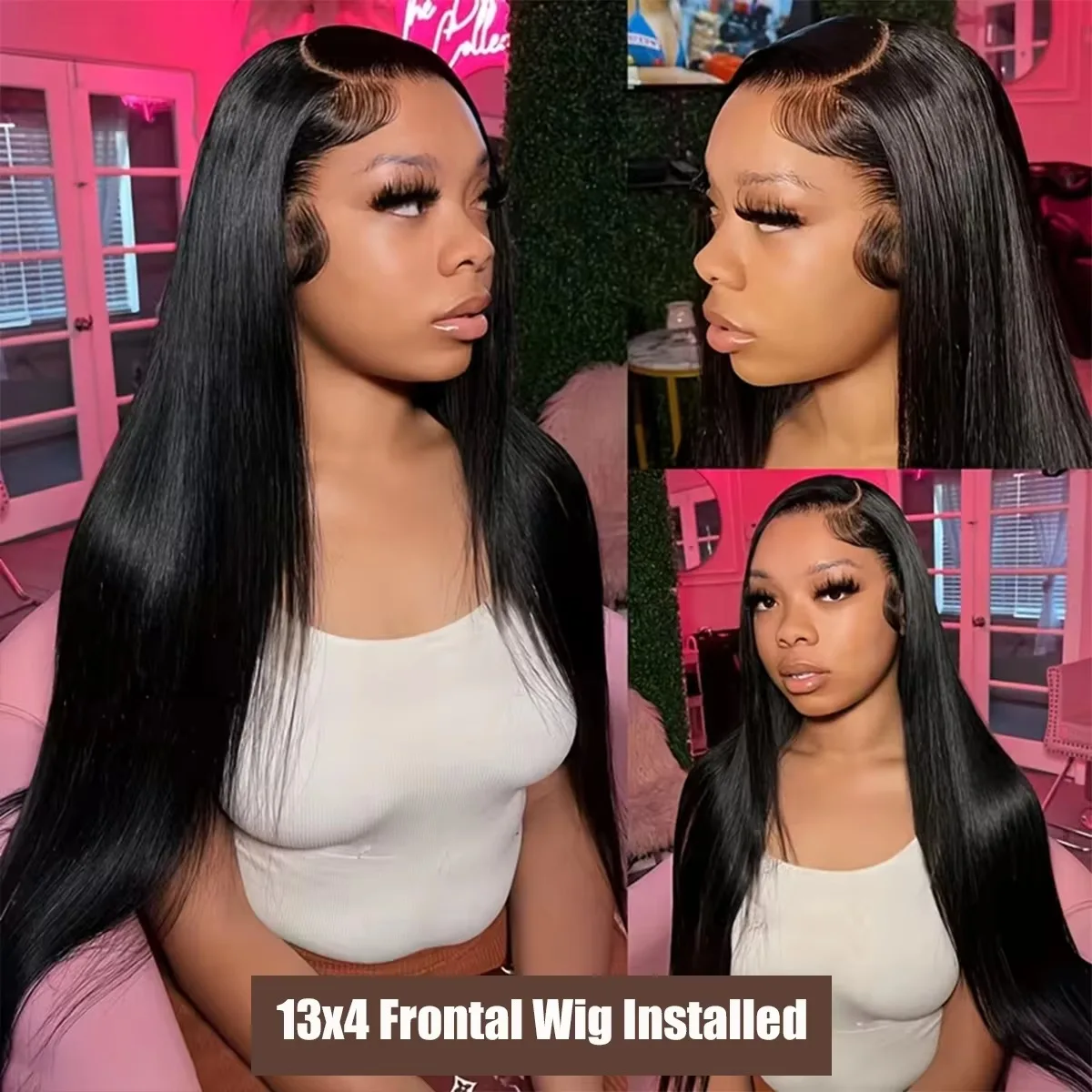 40 42 Inch Bone Straight Human Hair Wigs 13x6 HD Transparent Lace Frontal Human Hair 13x4 Pre Cut Lace Frontal Wig 250 Density 5x5 Ready to Go HD Lace Glueless Wigs Brazilian For Women image 2