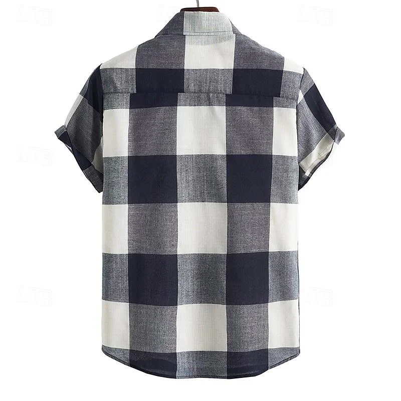 Summer Men's Sex Tops Shirt Soft Comfortable Breathable Casual Slim Fit Soft Smooth Fashion Plaid Tops Men's Linen Shirt 100℅