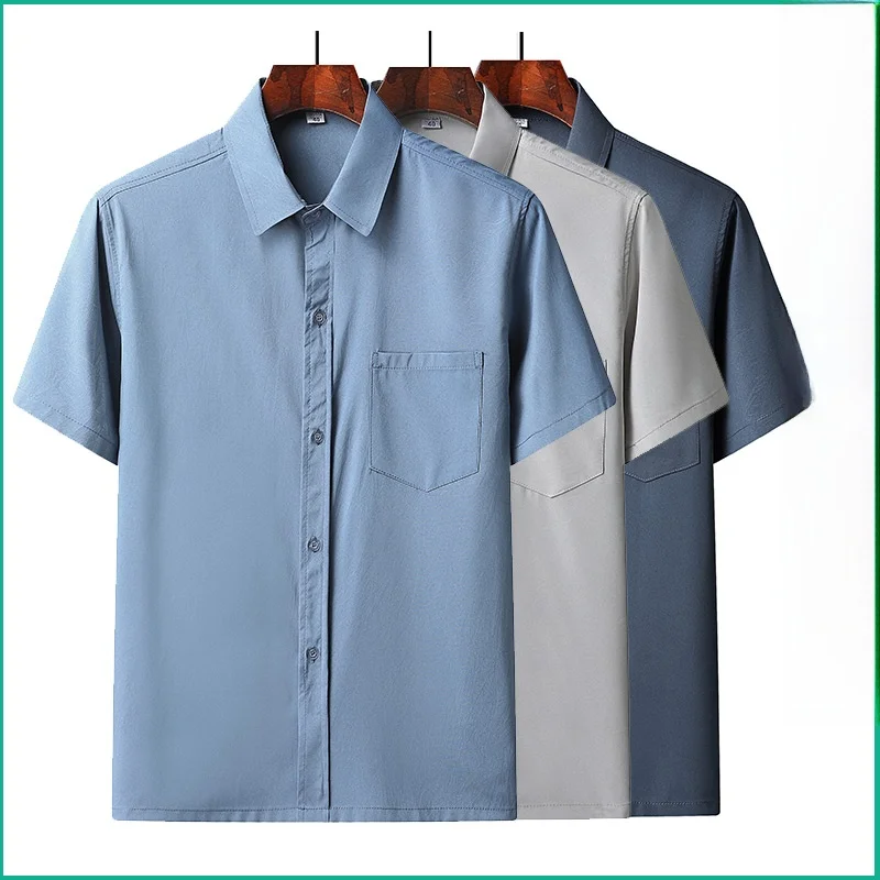 

Loose Fit Ice Silk Short Sleeve Men's Shirt Summer Fashion Urban Style Dad Clothes Elderly Men's Clothing Comfortable Breathable