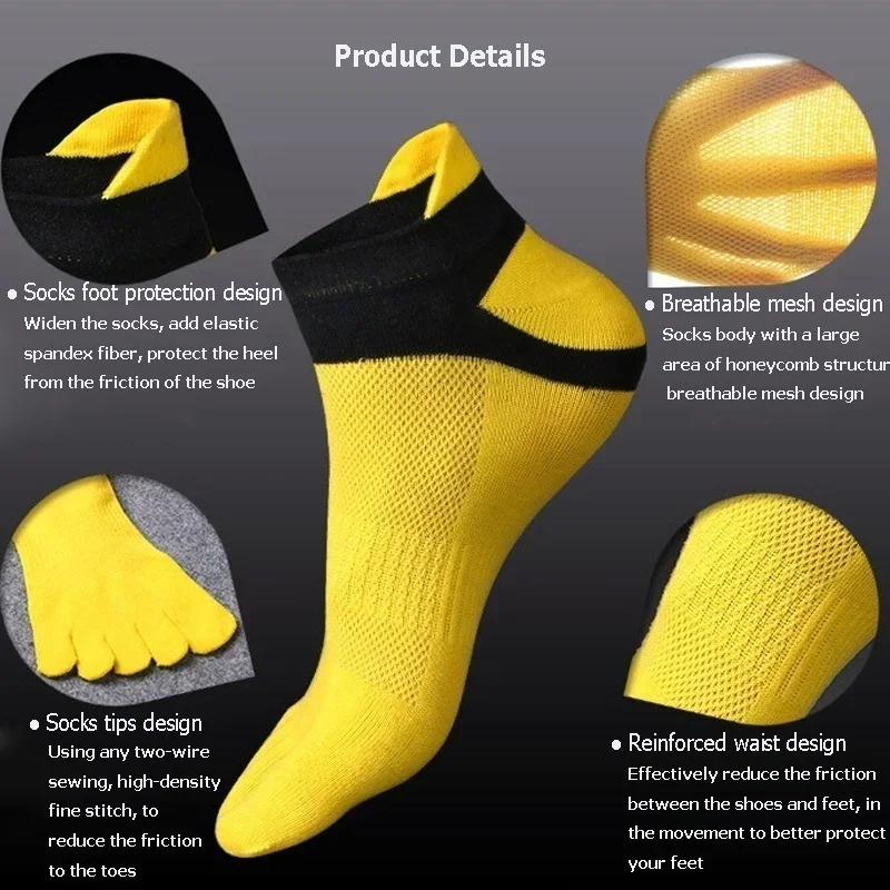 1 Pair Socks Sports Hot Selling Mens 5 Toe Socks Cotton Breathable Finger Sports Socks