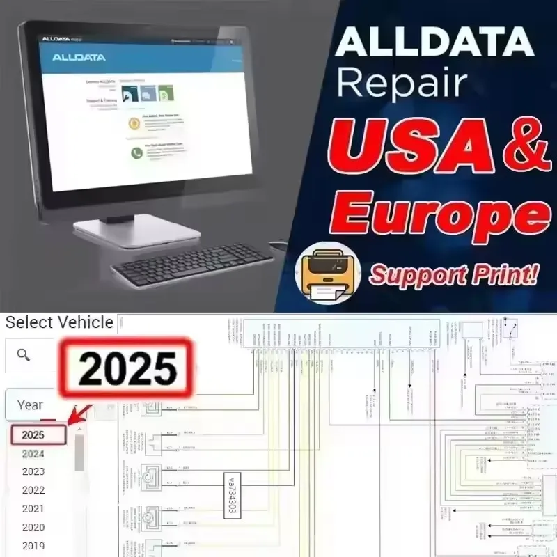 Software Alldata 10.53 más reciente + software Mitchell On Demand 5 para reparación de automóviles, software Alldata para coches con diagrama de cableado.
