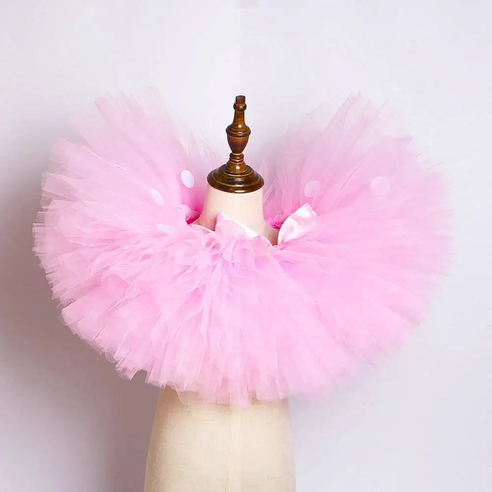Pink Polka Dot Bow Mouse Tutu Skirt for Baby Girls Fluffy Ballet Tutus Set for Birthday Party Outfit Kids Cartoon Mouse Costume