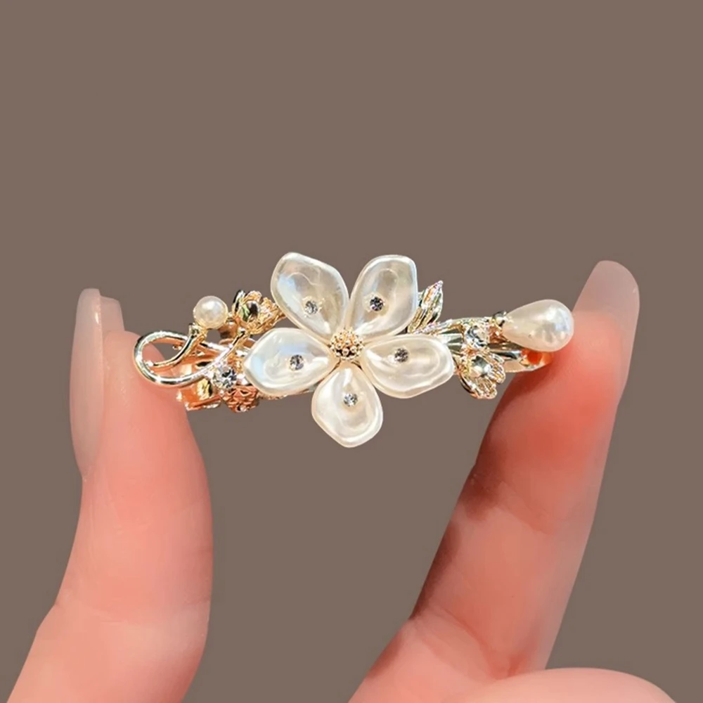 

Exquisite Hair Clips Rhinestone Pearl Flowers Hairpins Women Girls Back Of Head Bangs Elegant Hair Accessories