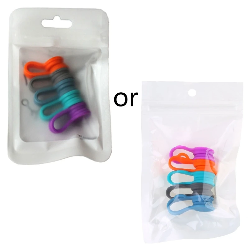 Soft silicone Magnet Wire Straps Holder Clips for Data Cable Earphone Wrap USB Cable Ties 5 Pack Assorted Light Colors