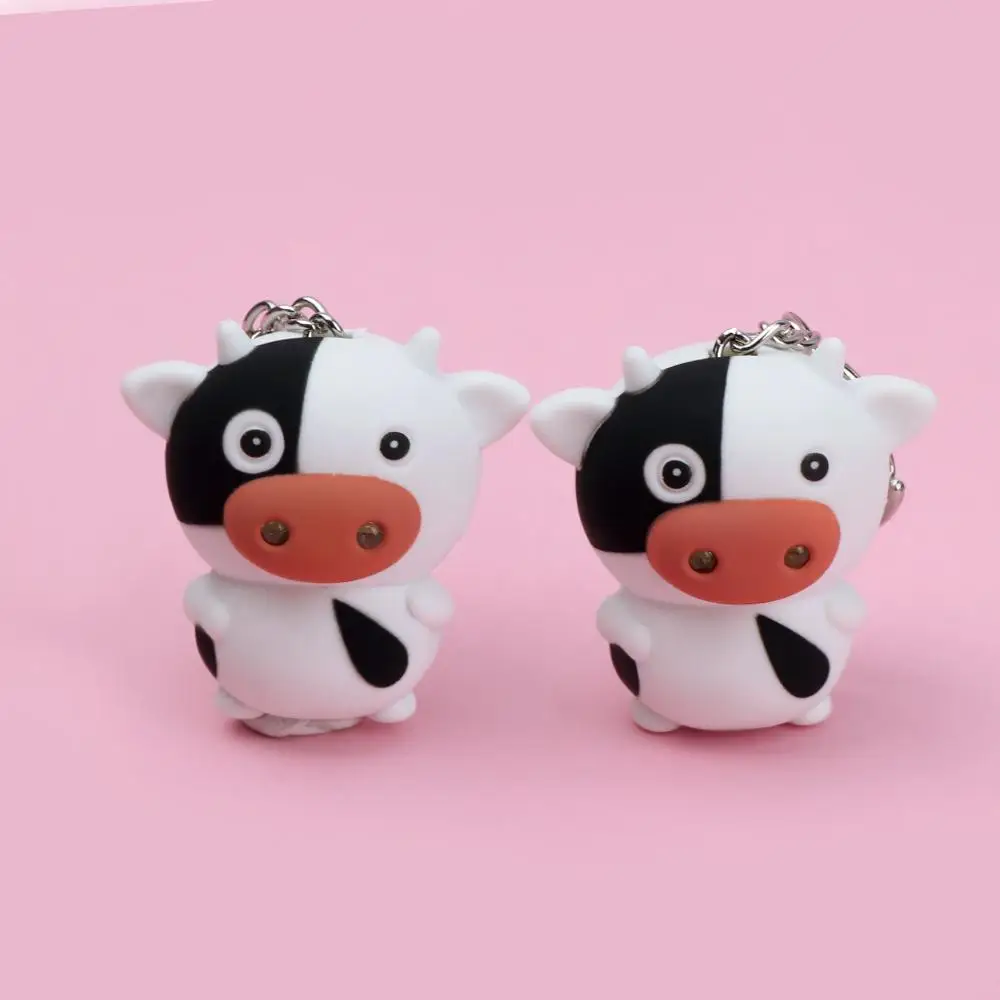 Mini Touch Cow Design Vocal LED Lights Luminescent Key Rings Key Chain