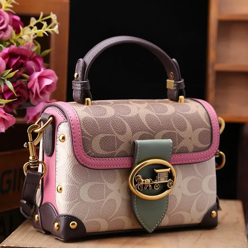 Trend Small Square Bag for Women 2024 New Fashionable Rose Red Handheld Small Bag Premium Single Shoulder Crossbody Bag