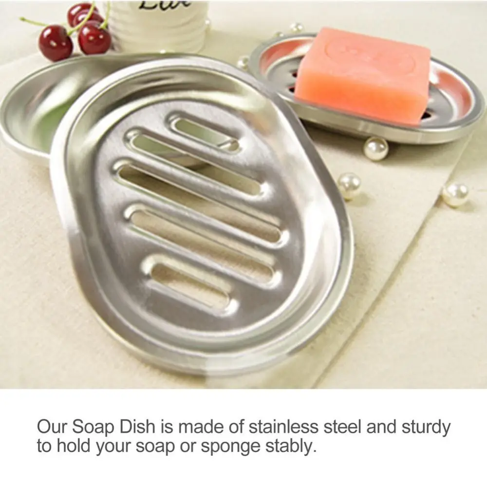 

Fashion Stainless Steel Soap Dish Double Layer Drainable Storage Rack Soap Box Bathroom Kitchen Sink Organizer