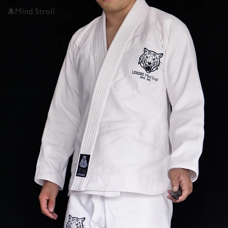 BJJ GI JIU JITSU Mindstroll clean cotton uniform kimono tiger white