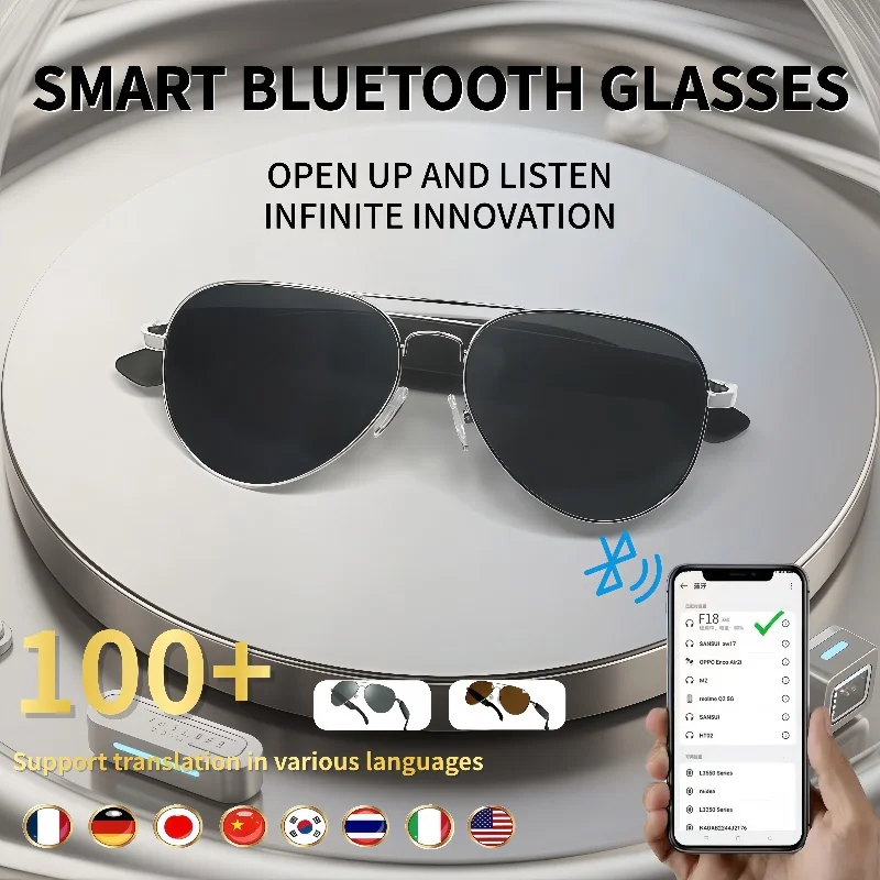 

2026 F18 Smart Glasses HD Photo Video AI Record Translation Touch Lenses Bluetooth Call Music Multifunction Glasses