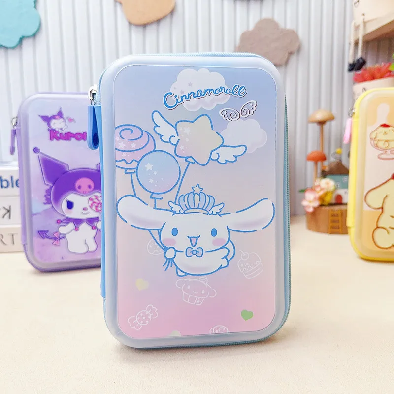 Sanrio tempat pensil Kuromi My Melody Kawaii siswa lucu kartun kapasitas tinggi perlengkapan belajar tas penyimpanan mainan anak perempuan hadiah