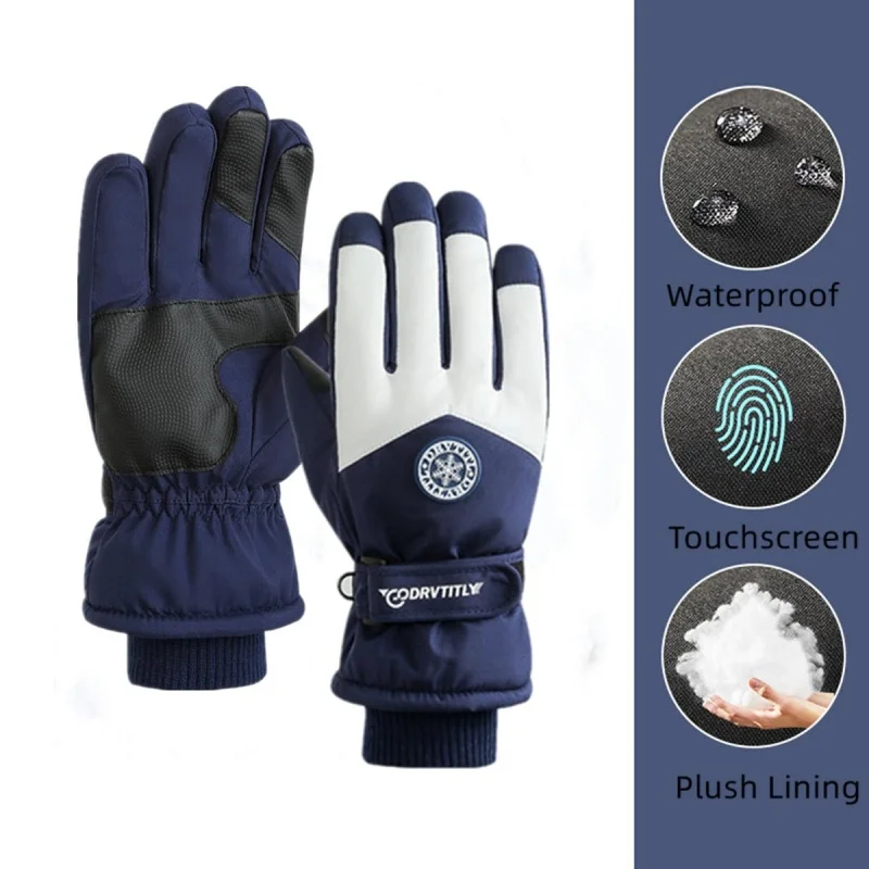 

Men Waterproof Thermal Gloves, Anti-slip Touchscreen Gloves Adjustable Coldproof Gloves, Windproof Ski Gloves Winter Warm Thicke