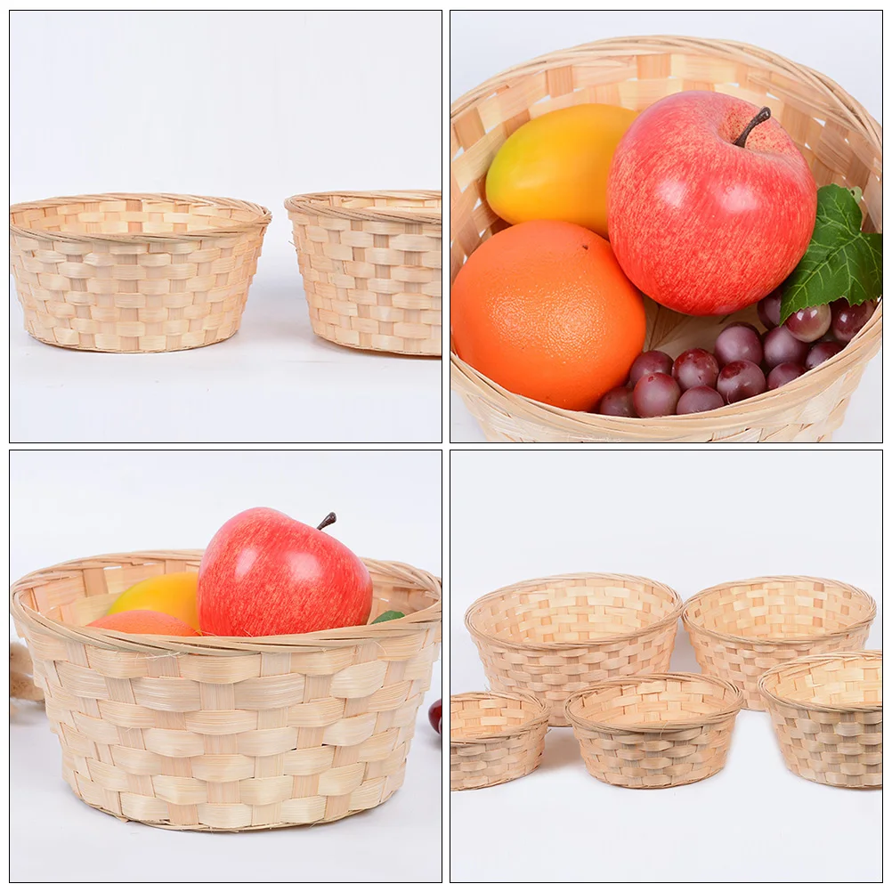 

3 Pcs Bamboo Storage Basket Woven Baskets Rattan Serving for Kitchen Cute Wicker