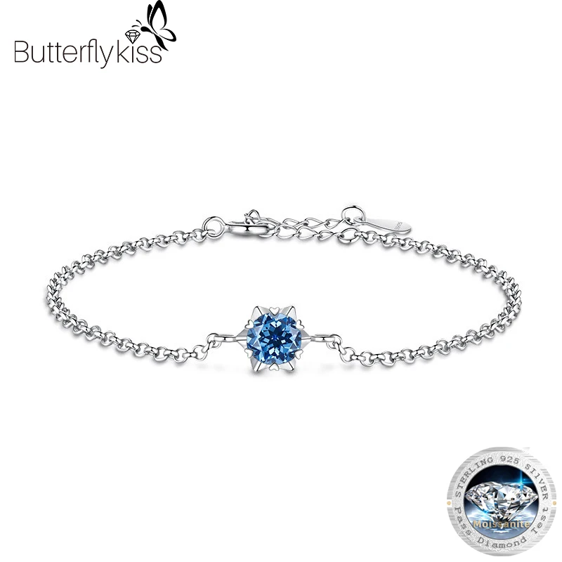 

Браслет Butterflykiss из стерлингового серебра S925, 1 карат, браслет с драгоценными камнями для женщин, пройденный тест на бриллианты с сертификатом, роскошные ювелирные изделия, модные