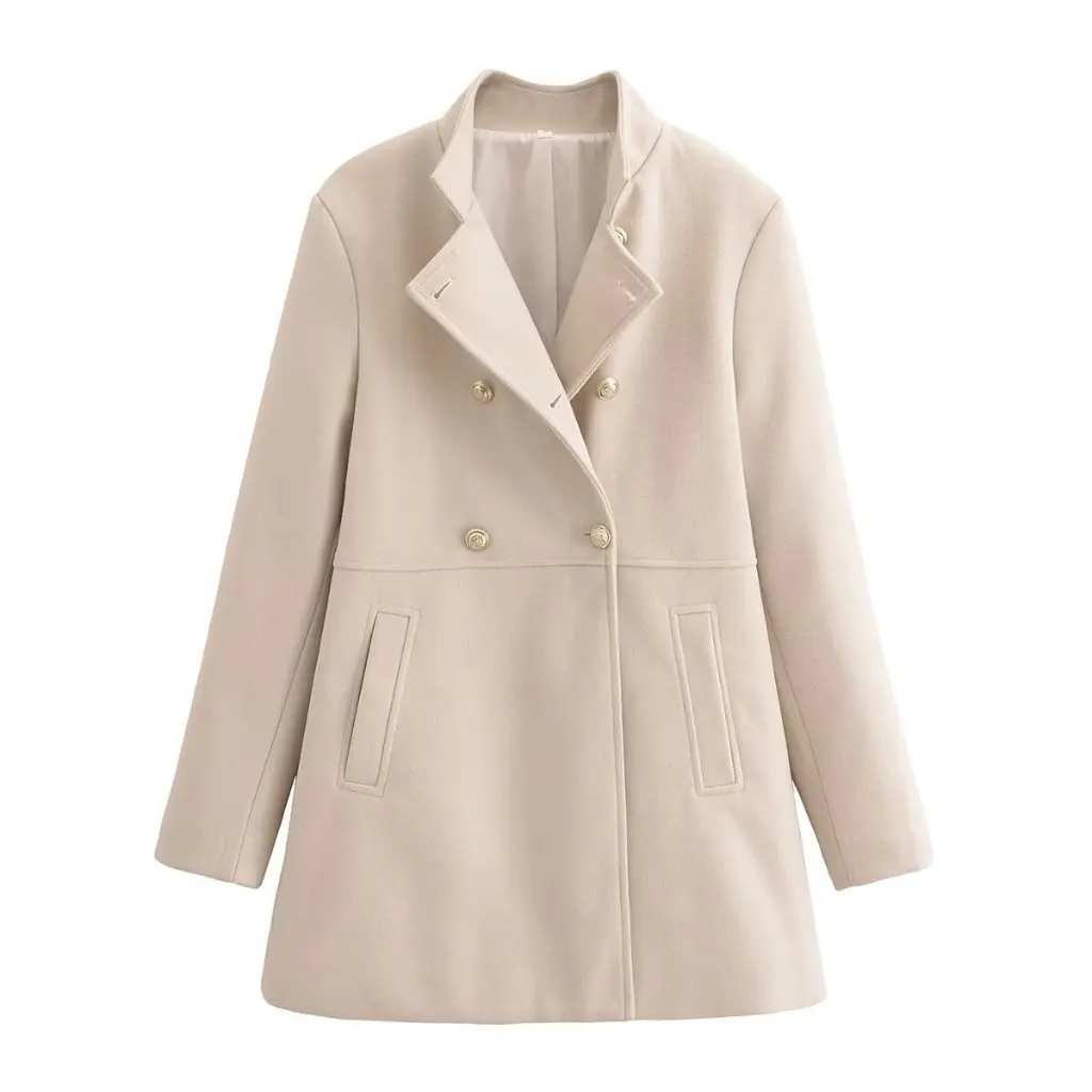 

Women's Double-breasted Woolen Coat Autumn Fashion Style A769079