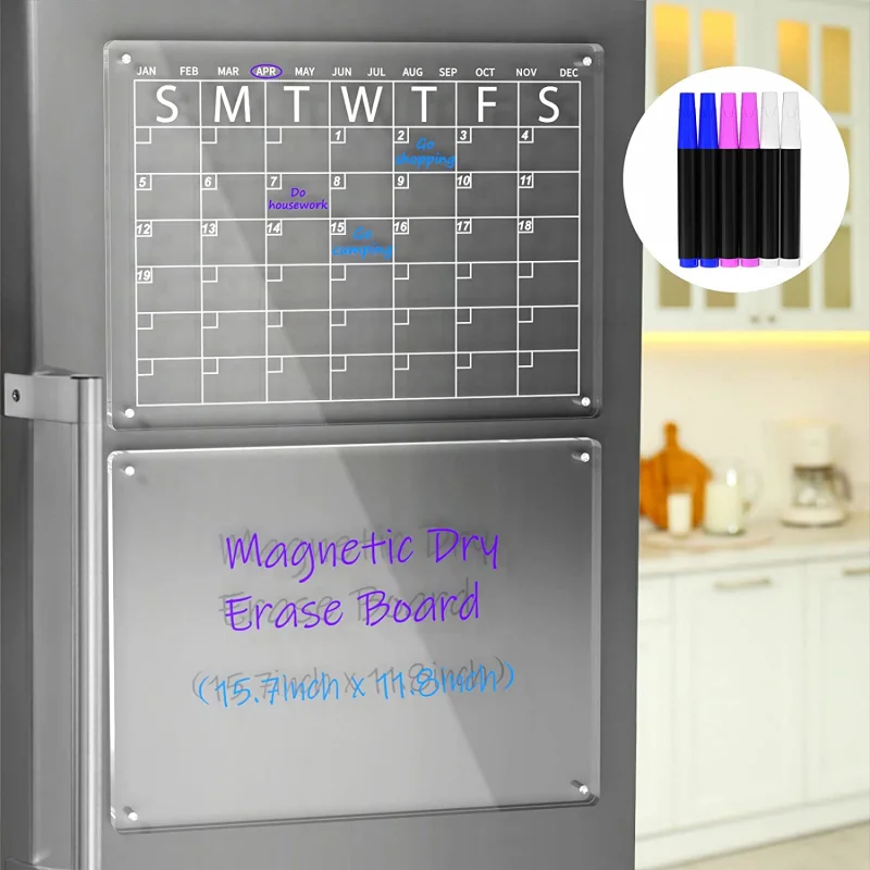 Magnetic Fridge Calendar for Home School Office Planner Daily Weekly Monthly Schedule Board Dry Erase Board