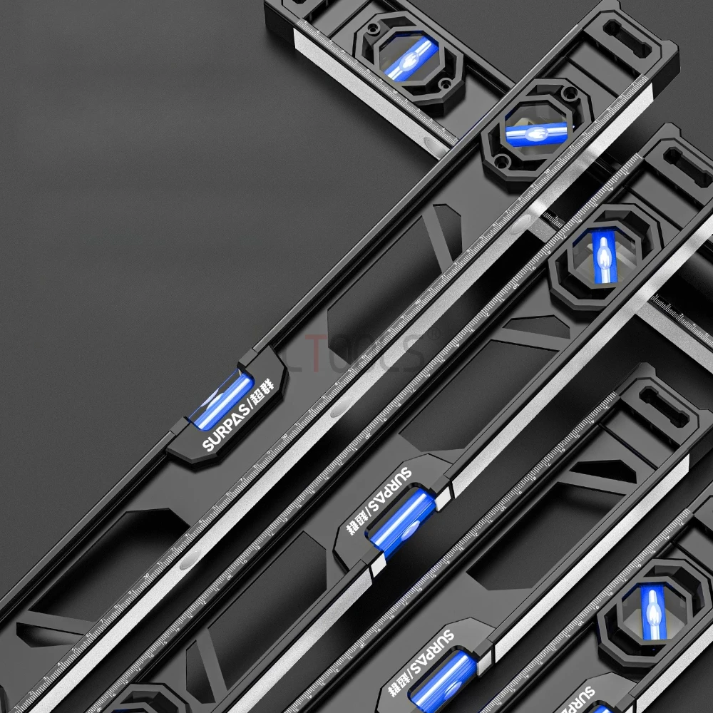 

Black Magnetic Level Ruler Multi Functional Angle Measuring Instrument Durable Aluminum Alloy High Precision Engineering Ruler