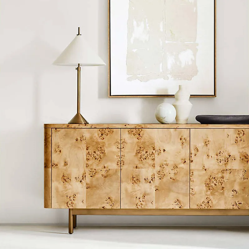 American retro tree tumor dining side cabinet multi-functional tea cabinet wabi sandy wind entrance decorative TV cabinet