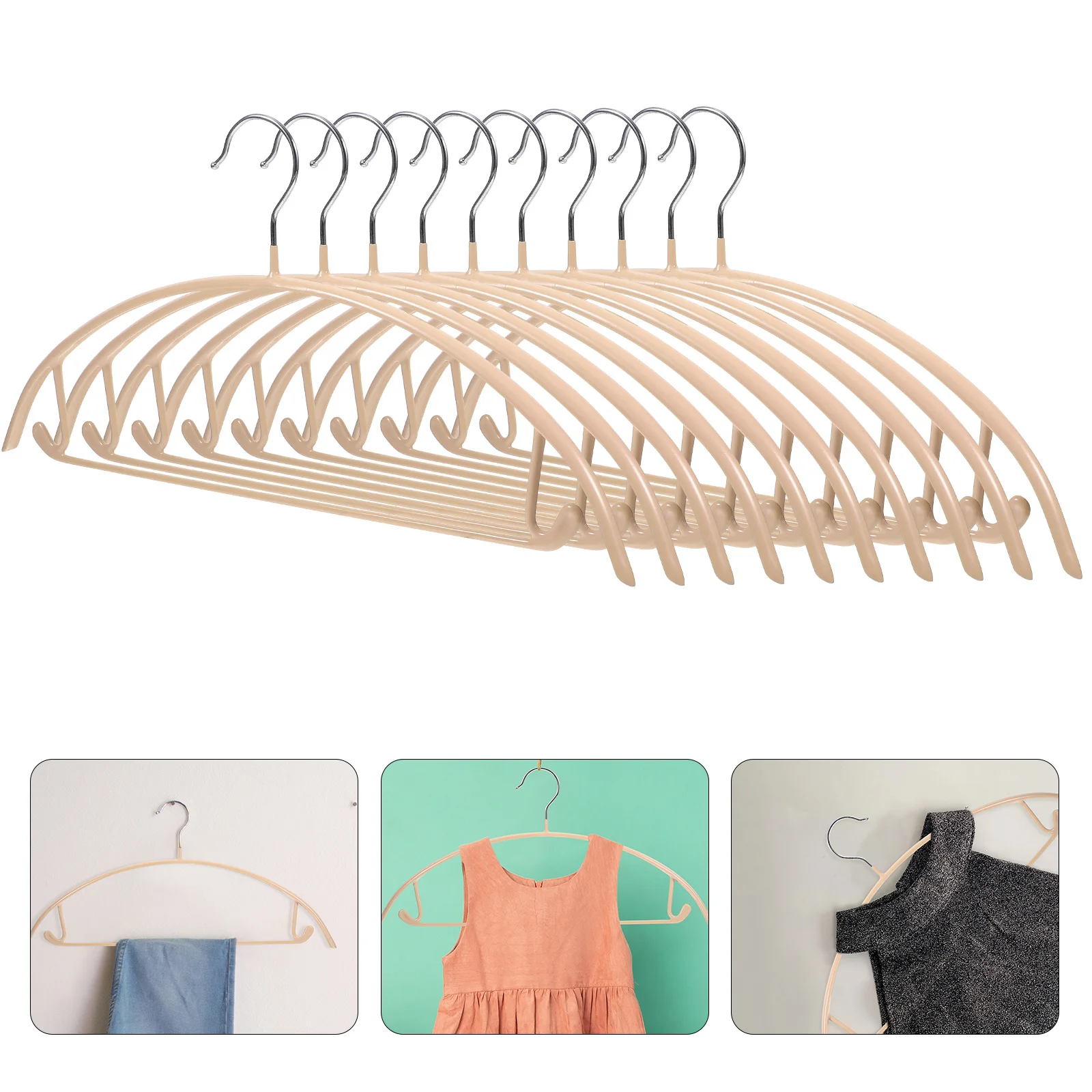 

10Pcs PVC Clothes Hanger Skidproof Semicircle Multipurpose Wardrobe Organizer Space Saving Traceless Clothes Drying Rack