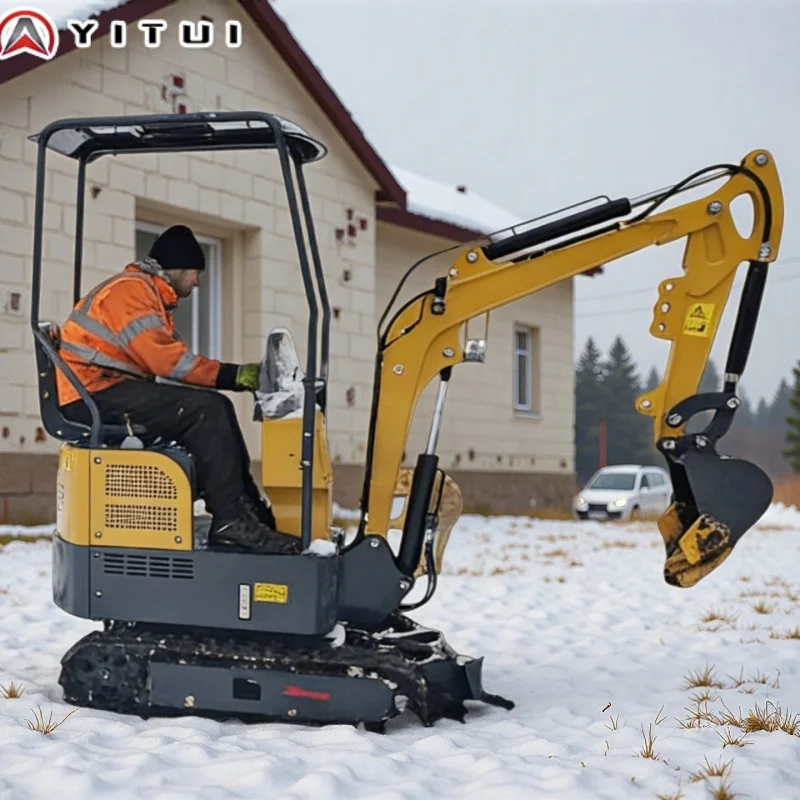 

Индивидуальный небольшой экскаватор 1,2 тонны с ведром для большого пальца для захвата камней и строительных отходов с резиновыми направляющими
