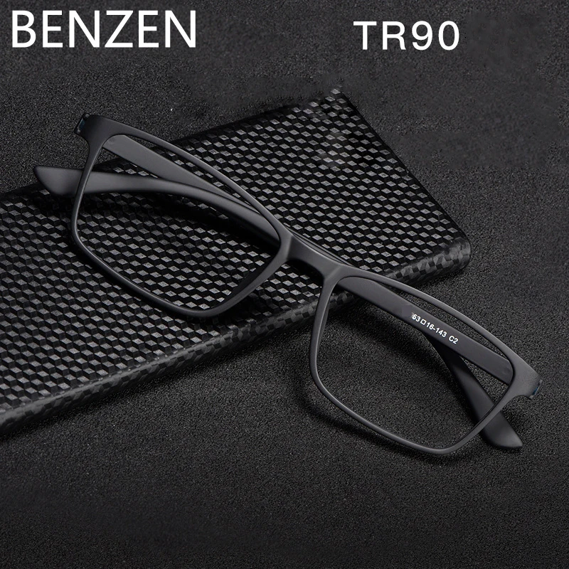

BENZEN Ultra Light TR Fashion Men's Glasses Frames Square ComfortableMetal-Free Retro Men's Square Frame Glasses Women Eyewear