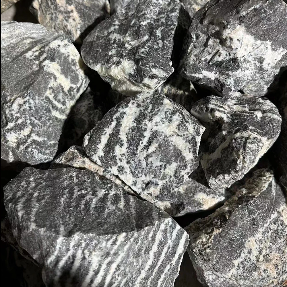 Natural Black and White Zebra Stone Irregular Rough Rock Limestone Mineral Specimen Collectibles Aquariums Decor