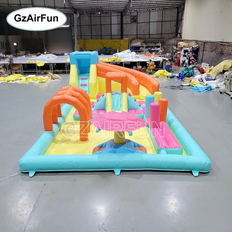 GZAIRFUN Hot Picks Customized Colorful Soft PVC Inflatable Water Park Splash Pad Bounce Slide Obstacle Ball Pit Outdoor
