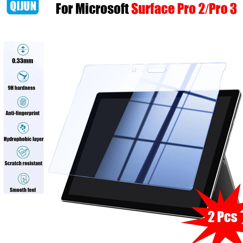 

Tablet Tempered glass film For Microsoft Surface Pro 2 3 Explosion Scratch proof membrane Anti fingerprint protective film 2 Pcs