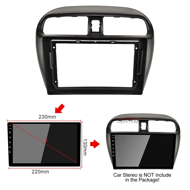 Car Fascia for MITSUBISHI Attrage Mirage Spacestar 2012-2019 Double Din Car Radio Frame Wire Canbus Install Panel Dash Adapter