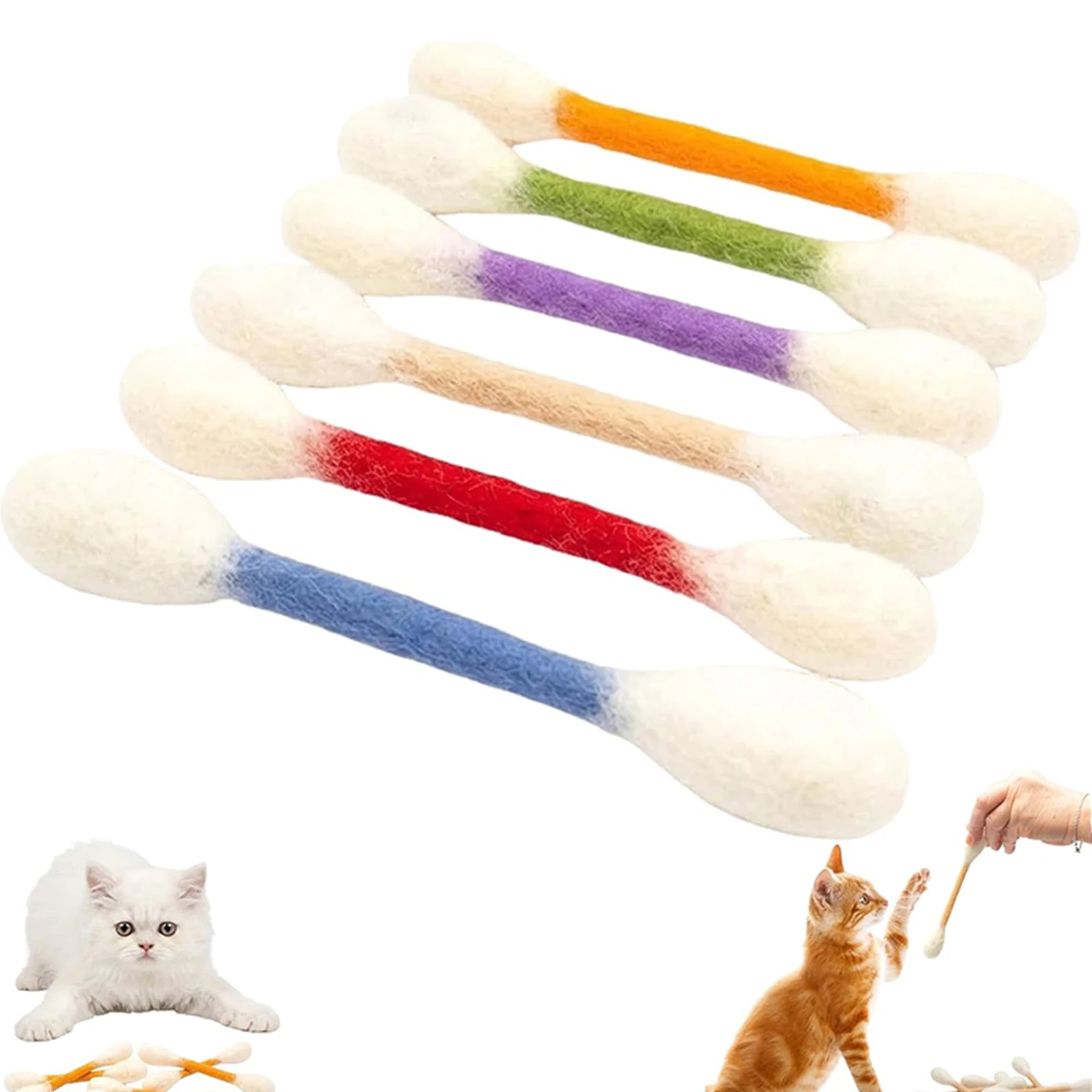 6er-Pack Riesiges Qtip Katzenspielzeug mit Katzenminze Qtip-Spielzeug für Katzen Kätzchen Kau-Dentalseile gegen Langeweile & zur Verdauungsförderung