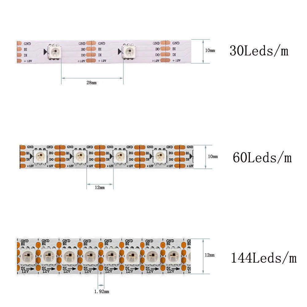 WS2815 Programmable Led Strip lights RGBIC Individually Addressable LED Lighting Lamp With SP110E Bluetooth led Controller Kit