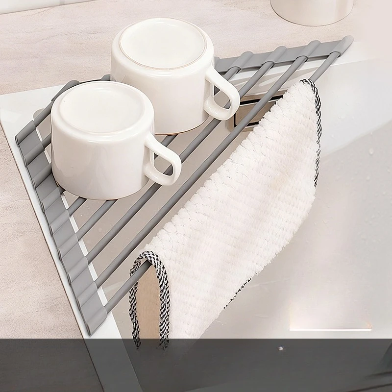 Stainless Steel Sink Drain Rack, Kitchen Installation-free Dishwasher, Vegetable and Fruit Dishes, Water Filtration