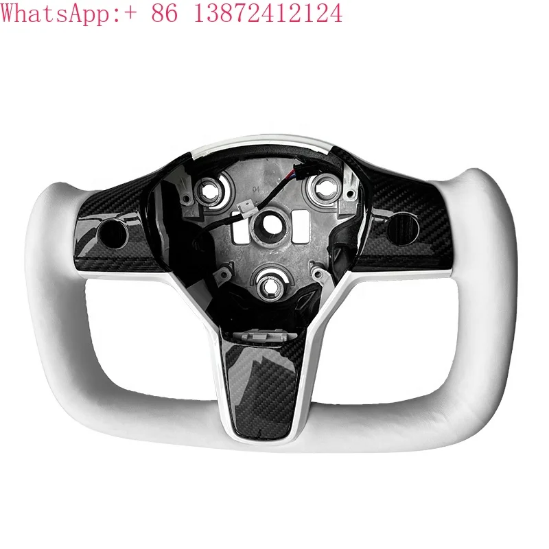 

Yoke Steering Wheel Heating Steering Wheel with Carbon Fiber Center Trim for Tesla Model 3 2017up