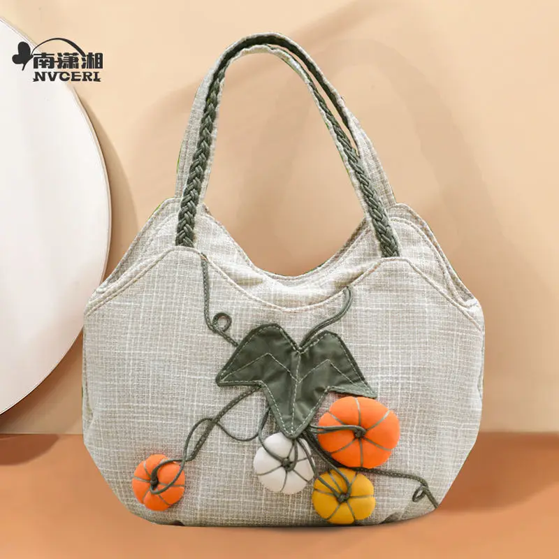 Middle-Aged Women Bag Mother Bag Satchel Literary Bag Handbag Ethnic Style Tote Women Canvas Bag Vintage Bag