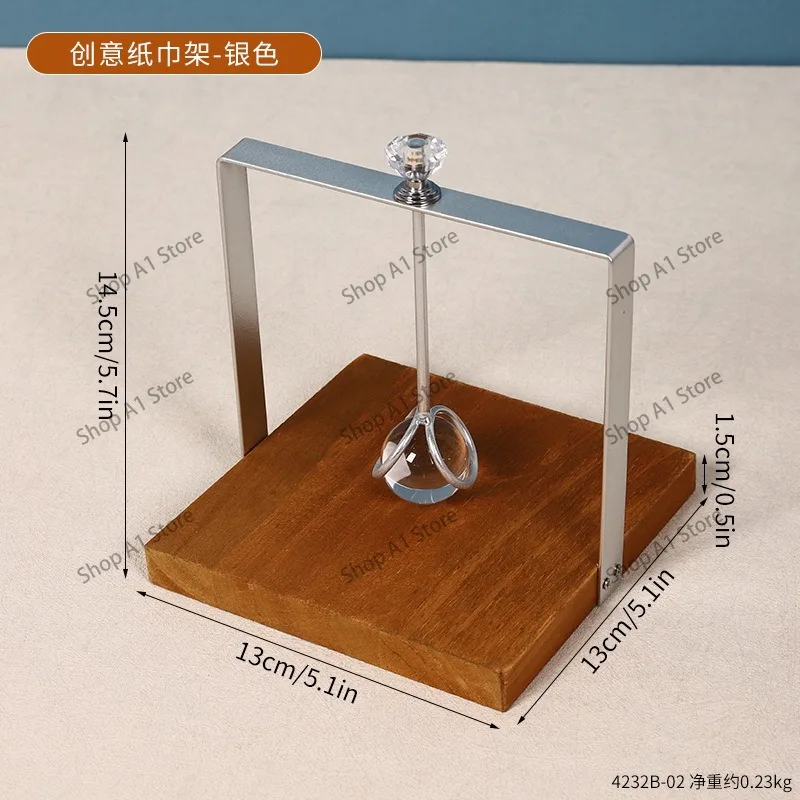 Solid Wood Tissue Holder with Iron Frame, Table Napkin Storage Decor for Restaurant & Hotel