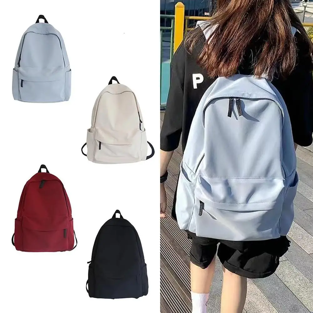Backpack Female Students With Solid Color Backpack Large Capacity Backpack Primary School Junior High School Senior High School