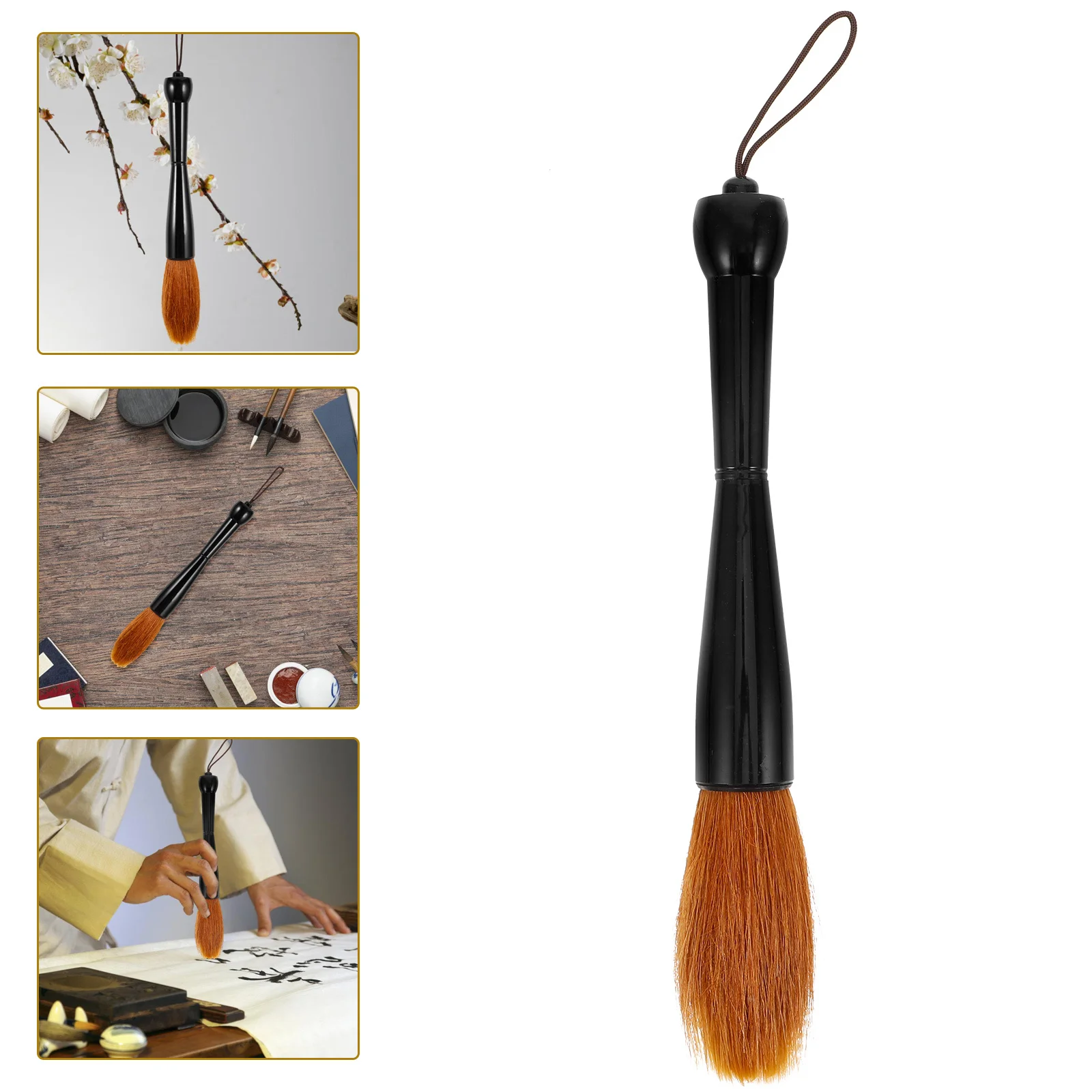 قلم الخط ذو الفرشاة الكبيرة لشعر الذئب للرسم الصيني التقليدي والكتابة الفنية وخفيفة الوزن وقبضة مريحة للاستخدام المحمول