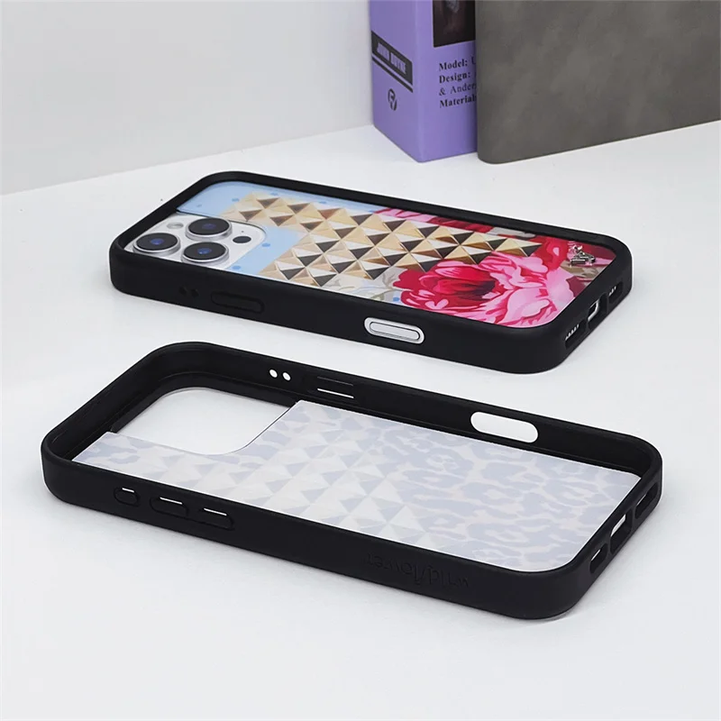 Wildflower موضة ثلاثية الأبعاد الصفصاف مسمار روز حالات آيفون 12 13 14 15 16 برو ماكس بلس 17 برو كاوبوي الربط القماش wf جراب هاتف #6