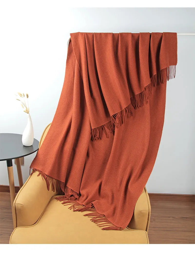 Wolldecke, Schal aus reiner Wolle, Fleece-Strickdecke, weiche Wolldecke, tragbarer, warmer Schal, Schal, Heim- und Autoabdeckung, Dekoration – Detail 9