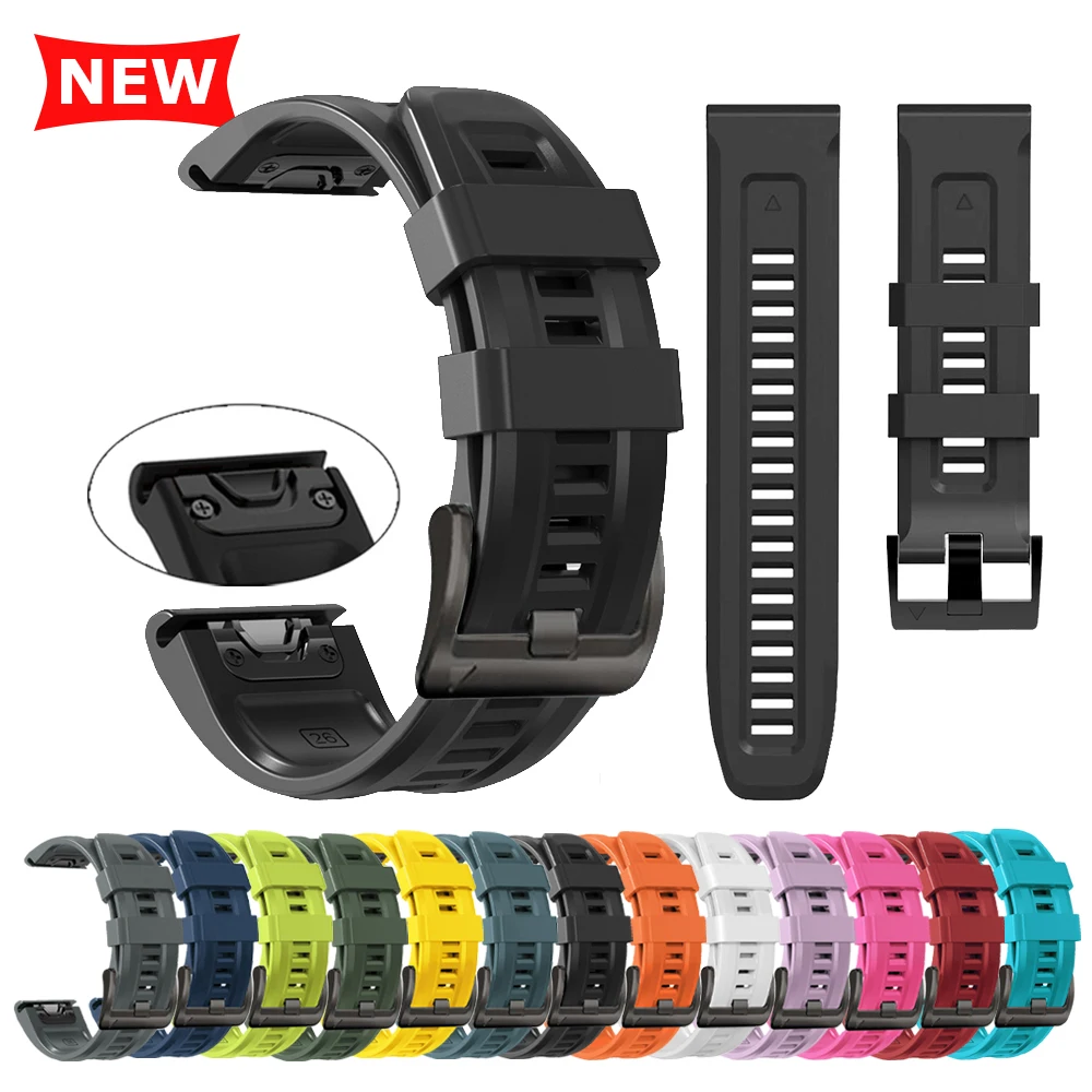 حزام سيليكون QuickFit لـ Epix Gen 2/Tactix 7 Pro 3 Band Fenix 7X 7 6X 6 5X 5/Descent Mk3i 22 مللي متر 26 مللي متر سوار Correa حزام الساعات