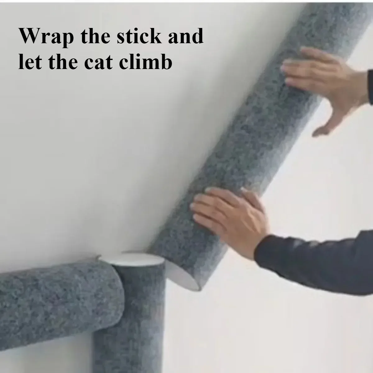 Cat Scratching Post Self-adhesive Wall Mounted Cats Climbing Frame Wear Resistant Cats Teaser Stick Cat Toys Pet Furniture