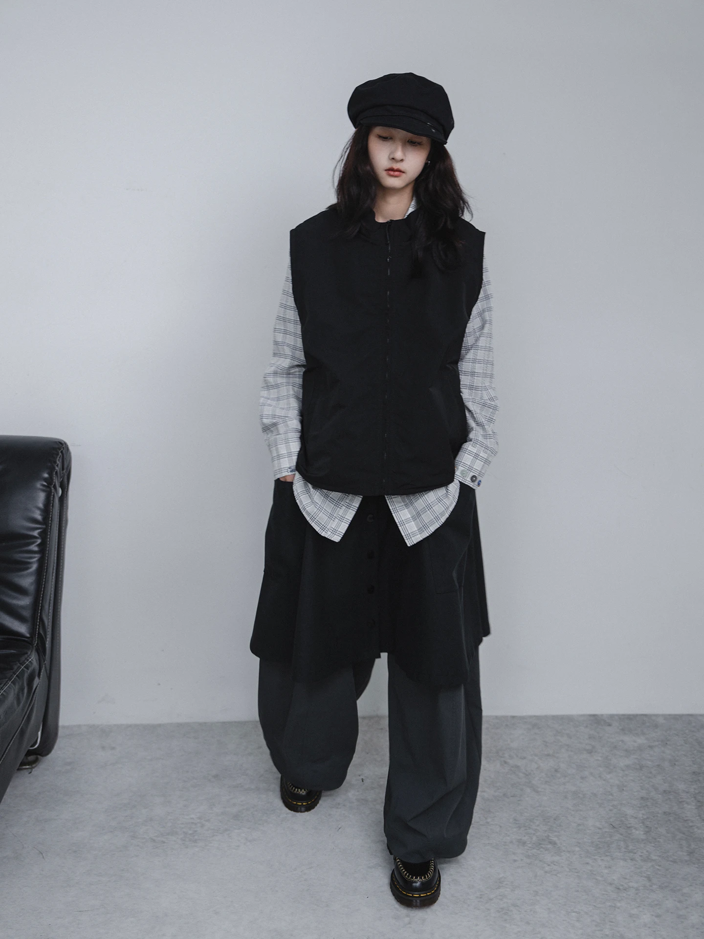 

Двусторонний носимый жилет с 3D ket, женская осенняя верхняя одежда, нейлоновый топ с высоким воротником Fce Jaet een и дизайн Bla id