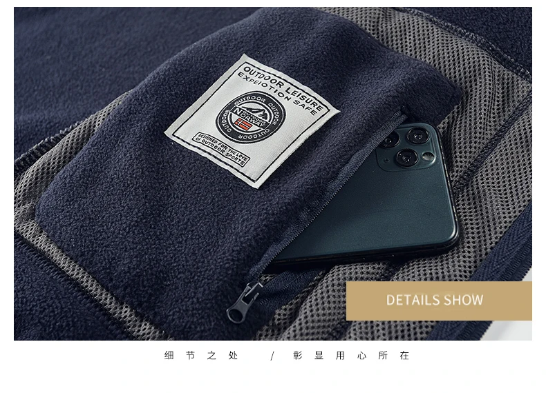 Polar Fleece Norwegen Weste Herren Outdoor Winter Warme Weste Mantel Stehkragen Armee Verdickte Westen Kleidung Jacke Ärmellose Weste – Detail 6