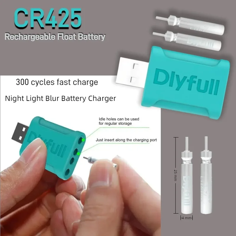 Luminous Float CR425 Rechargeable Battery Set Fishing USB Set LIR425 Electronic Float Night Fishing Light Bait Float