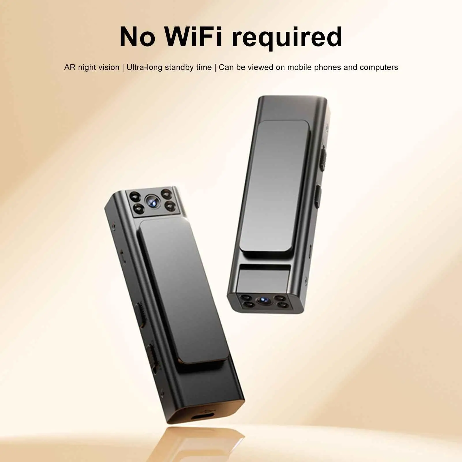 Körperkamera, am Körper getragene Kamera, tragbarer Rekorder, Weitwinkel-Sicherheits-Vlogging-Gerät für Brust, Helm, Skifahren