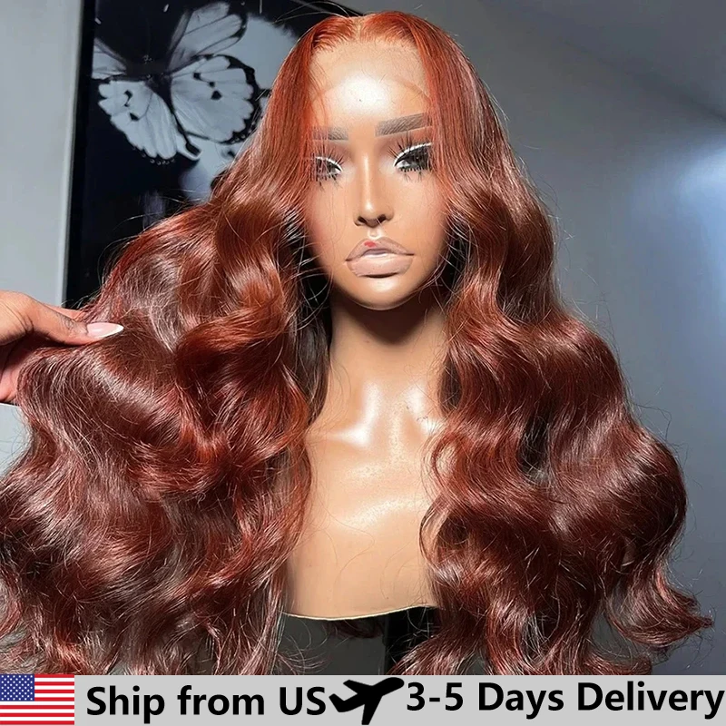 13x4 Reddish Brown Body Wave Lace Frontal Human Hair Wig Pre Plucked Hd Lace Frontal Wigs Colored Brazilian Human Hair Wigs