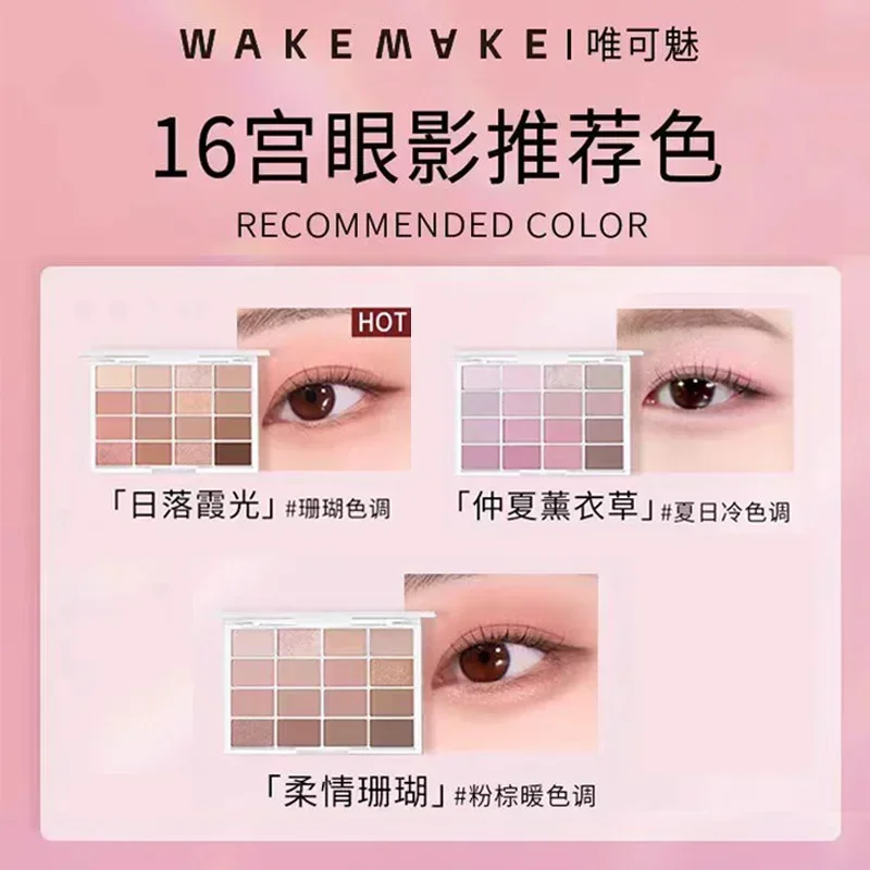 

WAKEMAKE 16-Colors Eyeshadow Palette Korean Makeup Highlight Matte Brighten Rare Beauty EyeShadow Original Pretty Cosmetics