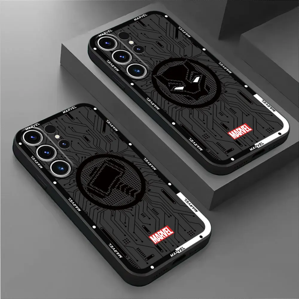 Phone Case for Samsung Galaxy S21 5G S24 Ultra S22 Plus S21 FE S23 Ultra S20 S20 Cover Luxury Bumper Marvel Hero Logo Silicone